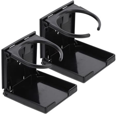 ORFOFE 2 Portavasos para Escritorio y Futbolín en Abs Negro Diseño Antideslizante y Ahorro de Espacio, Soporte Adecuado para Botellas y Vasos en Noches de Juegos