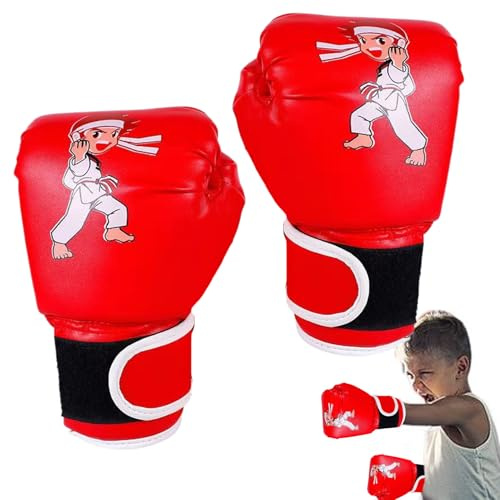 Guantes de boxeo para niños, material de poliuretano de 6.7 x 9.84 pulgadas, equipo de protección cómodo, ajuste ajustable, guantes de entrenamiento juvenil para niños de 3 a 13 años, artes marciales