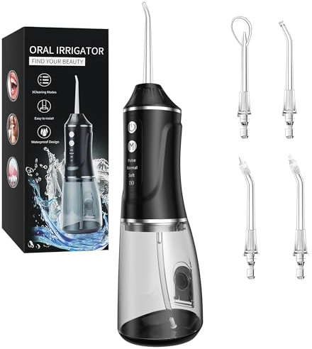 Yeerain Munddusche Testsieger 2026 mit 380ML Wassertank, 3 Modi Water Flosser Kabellose Zahnreinigung, IPX7 Wasserdicht & USB Wiederaufladbar, Tragbare Mundduschen Waterflosser für Reisen & Hause