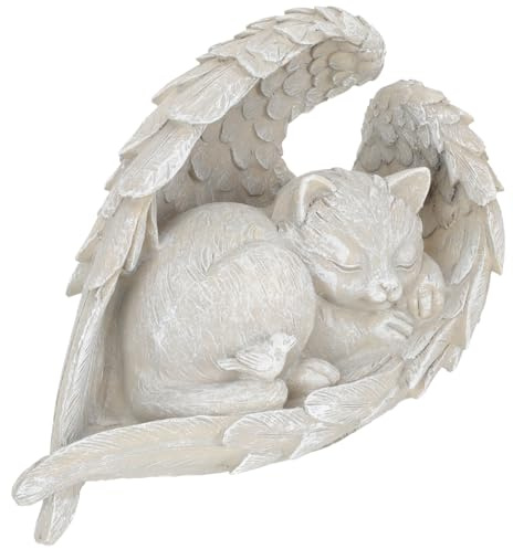 IMIKEYA Pierre Tombale en Résine pour Animaux de Compagnie, Ornement de Chat Ange Indéformable, Statue Commémorative Résistante pour Jardin et Intérieur, Décoration Funéraire pour Chats,