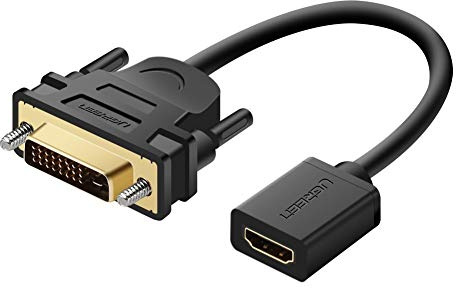 UGREEN Adaptador DVI a HDMI, DVI-D 24+1 a HDMI Dual Link Macho a Hembra 1080P Compatible con Chromecast, Android TV Box, Stick TV, Netflix, Receptor TDT HD a DVI Monitor, Pantalla