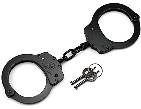 VIPERTEK Double Lock Steel Police Edition Professional Grade Handcuffs (Black) by Vipertek