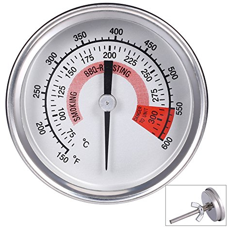 Qiorange Thermomètre de four en acier inoxydable Thermomètre pour barbecue Grill fumoir Thermomètre 75 ℃ à 300 ℃ et 150 ℉ à 600 ℉ (Type B 300°C)