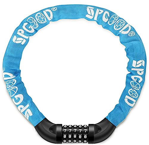 SPGOOD Bike Lock with Combination, Bicycle Lock with Chain(Light Blue)