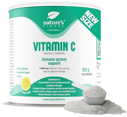 Nature's Finest Bebida de Vitamina C |Todo Natural, Vitamina C en polvo de gran absorción I Potente antioxidante I Protege contra el estrés oxidativo