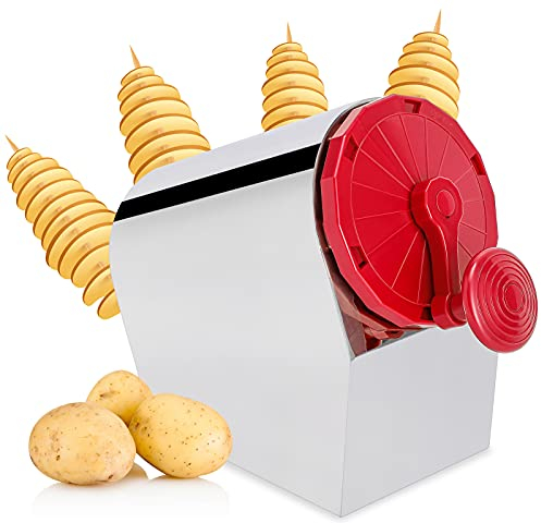 Moongiantgo Tornado Potato Spiral Cutter Manual 3 in 1 Stainless Steel Potato Twister Curly Fry Cutter Twisted Potato Slicer Vegetable Cutter for Sweet Potatoes Zucchini Carrots Cucumbers