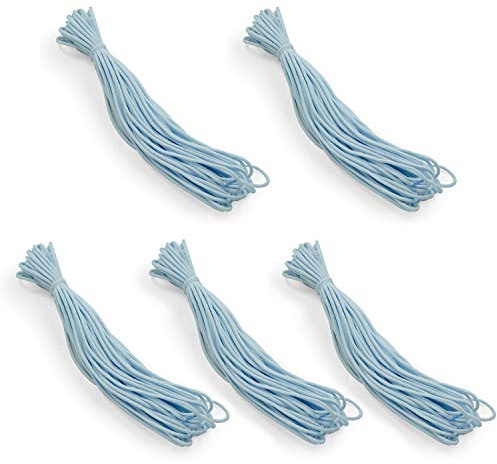 Expo International, Inc 1/8 Soft Knit Elastic Band, Premium Material, Durable Knitted Elastic Cord for Sewing, Easy to Use, Versatile Sewing Supplies, (5 Packs of 10 Yards), Baby Blue