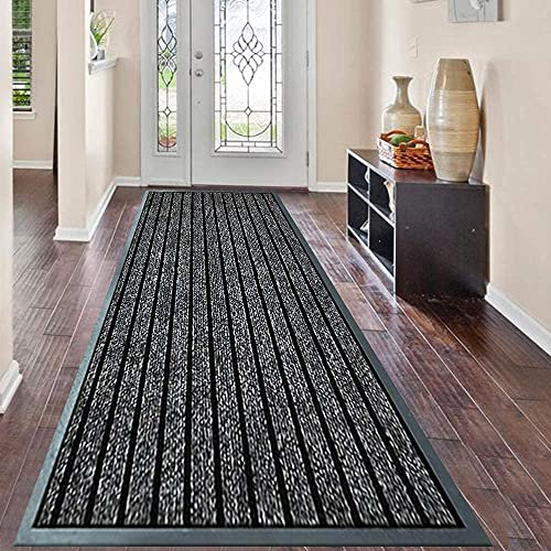 Long Hallways Runners 80 x 300 cm, Grey - Heavy Duty Dirt Trapper Barrier Mat Waterproof Strong PVC Rubber Backing Anti Slip Floor Mat
