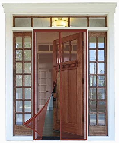 Zanzariera Magnetica Per Porte,170x250cm (66.92x98.42in) Magnetica Chiusura Automatica Tendina Anti Zanzare Mosche Insetti Tenda per Porte ,Impedendo agli Insetti di entrare, Marrone