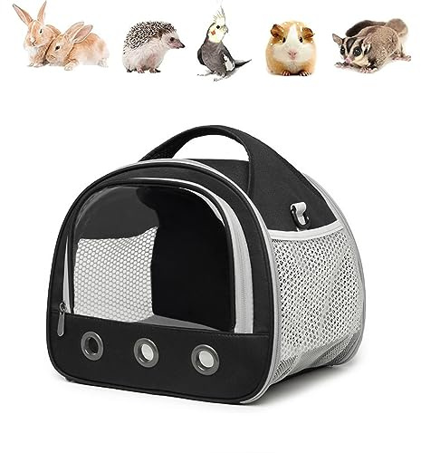 SOONHUA Borsa da viaggio per piccoli animali, trasportino portatile per porcellini d'India, con finestra trasparente e rete traspirante, per uccelli, ratti, porcellini d'India, scoiattolo