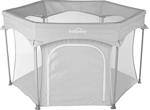 Babyway Foldable Baby Playpen with Carry Bag in Grey