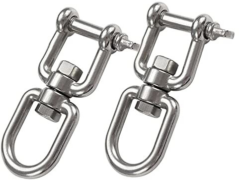 2Pcs M10 Anello Girevole Snap Rolling Grillo Dispositivo Doppia Estremità 360 ° Gancio Occhio Girevole 304 Acciaio Inox D Grilli per Corda Amaca Sedia