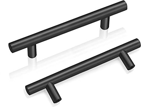 PinLin 25 Stück Schrankgriffe Schwarz 96mm Lochrabstand Küchengriffe Edelstahl Möbelgriffe T-Balken Schubladengriffe