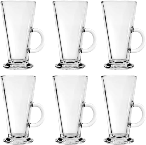 MIVIDE Juego de 6 vasos de café con asa, 250 ml, para capuchino, té, café
