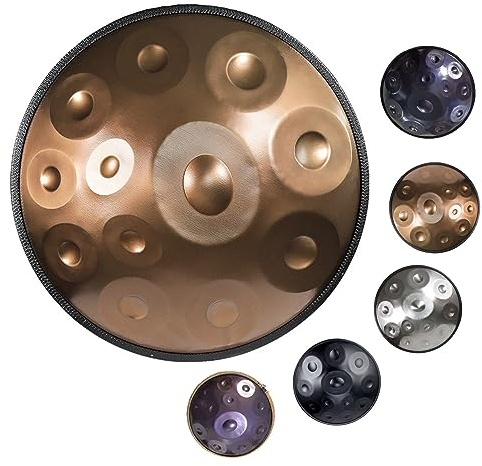 432Hz/440Hz Handpan Drum 12 Noten Handtrommel aus Stahl mit weicher Handpfannentasche, Schlägel und staubfreies Tuch Handpan in Moll D (Color : Gold, Size : 432Hz)