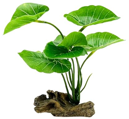 Smoothedo-Pets Fish Tank Decor Aquarium Decorations Ornaments Betta Leaf pad Hammock Plastic Artificial Plant Goldfish Fish Hides Small Tank/Reptiles Plants Driftwood (Green-Type-A)