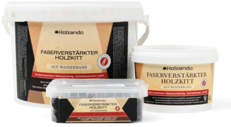 Holzando® Faserverstärkter Holzkitt Extra Stark – Holzspachtelmasse für Holz, OSB & Wände – Holz Reparaturset für Innen & Außen – Fensterkitt, Holzpaste, Wood Filler Naturholz 12-250gr