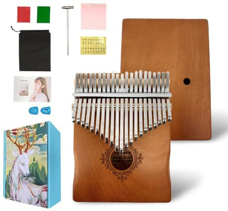 YoungMonic Kalimba tummpiano 17 tangenter, bärbart mahognyfingerpiano med bärväska, tunehammare, instruktioner, musikalisk present för nybörjare och vuxna