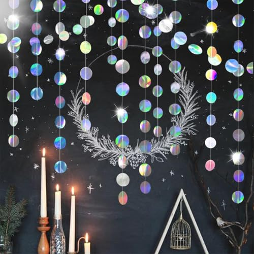 PYEUIFT 6 Pezzi Glitter Ghirlanda Rotondo Stelle, Luccicanti Ghirlanda di Carta, Ghirlanda Carta Decorative Scintillanti Rotondo Stella Carta Decor per Compleanni, Matrimoni, Varie Feste di Festa