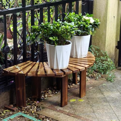 Banc de jardin semi-circulaire en bois, banc d'arbre à lattes enveloppantes, mobilier d'extérieur résistant aux intempéries, banc de patio incurvé pour parc, cour, terrasse, pelouse(Half Round)