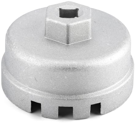VAGCARS Chiave per filtro dell'olio, 14 scanalature, 6 fessure, strumento di rimozione del filtro dell'olio, chiave per tappo filtro olio in alluminio da 64 mm, compatibile con Toyota, 4 Runner, Prius