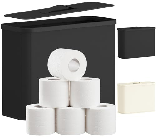 Lifewit Contenitore Carta Igienica con Coperchio, Cesto Porta Carta Igienica per Scorta, Organizer Bagno in Tessuto per Rotoli e Asciugamani, Scatola Portaoggetti Salvaspazio, 23L, Nero