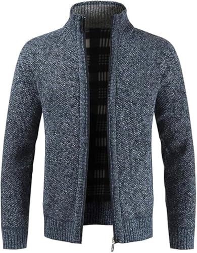 MATINEE -S-6XL -Mens Fleece Thermal Fleece Lined Sweater Cardigans Blue (UK, Alpha, XL, Regular, Regular, Blue Melange 1, Style: Steven)