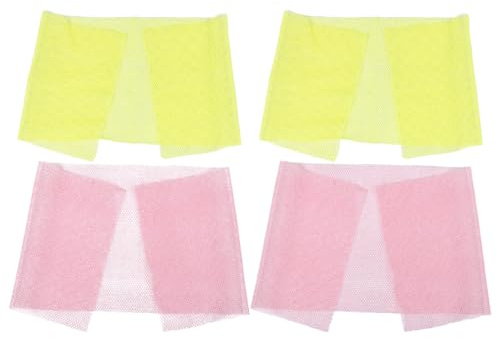 SOIMISS Spugna Esfoliante a Rete 4 Pezzi 30x80 Cm, Asciugamano da Bagno in Nylon Rosa e Giallo, Scrubber per Pelle e Schiena Resistente, ad Asciugatura Rapida, per Uomini e Viaggi