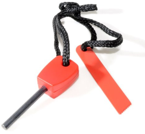 Ganzoo 2 firesteel Mini de magnesio 4 cm con Agarre Rojo, Varilla compacta para encender Fuego en Acampada, Trekking, Emergencia y Supervivencia, Robusta, Resistente a Agua y Aceite, 3000 usos