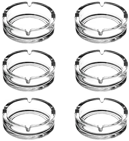Aschenbecher Glasaschenbecher Ascher Glas runde Ausführung Ø 10,5 cm 6 Stück Set