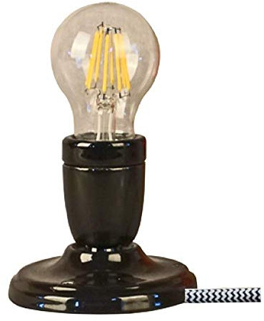 Opjet 011.842 - lo zoccolo di ceramica nera Lampada - cavo nero/bianco