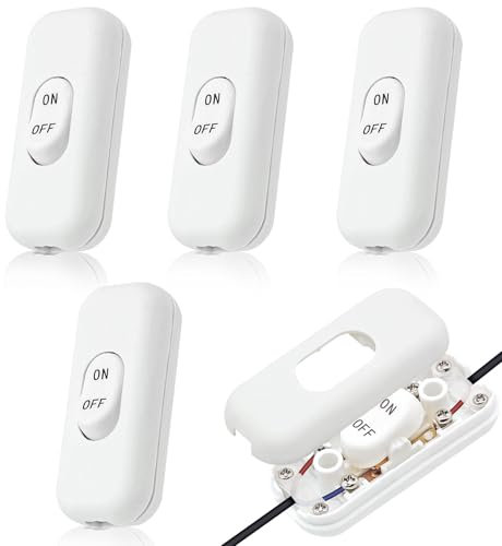 Yivom 4 Pezzi Interruttore Lampada Comodino, Luce 250V 6A, ON/OFF Torpedo, Bipolare per 2 O 3 Linea Piccoli Elettrodomestici (Bianco)