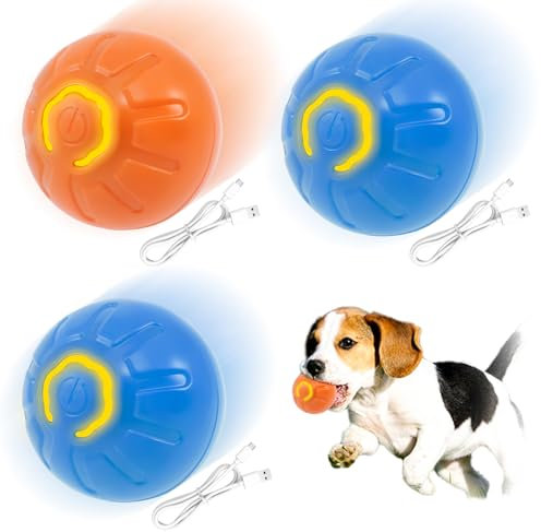 3 Stuck Interaktives Hundespielzeug Ball, Magic Ball für Hunde USB Wiederaufladbar Automatisch Rollender Ball für Hunde, Intelligentes Hundespielzeug Elektrisch Interaktives Hunde Ball Spielzeug (A)
