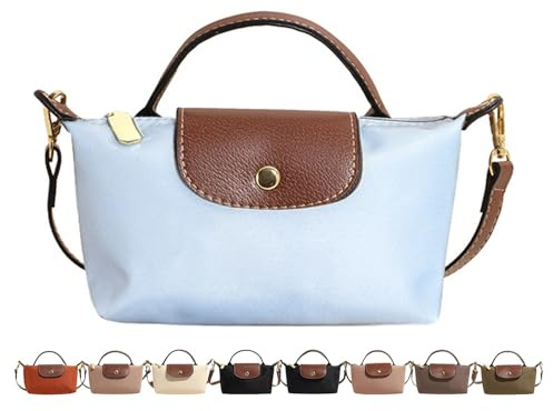 Mini bolso cruzado de moda, carteras y bolsos con correa ajustable para mujeres, bolso de hombro tipo tote para damas, Azul claro, 9.41 inches x 3.9 inches x 2.34 inches