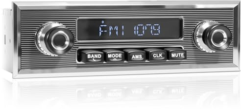 Bluetooth Retro Radio for Classic Vehicles: Single Din Vintage Stereo for Car - AM FM Tuner USB AUX Input Subwoofer RCA Output