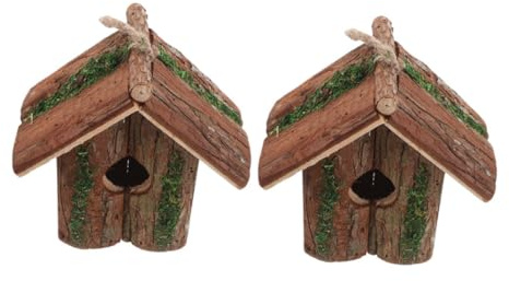 ibasenice 2 Pezzi per Uccelli da in con Finitura Corteccia Villa Decorativa Resistente Intemperie da Appendere per e Balcone Sicuro e Facile da Installare