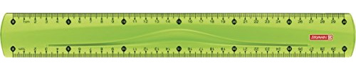Brunnen 104973052 - Righello per scuola e ufficio, 30 cm, con maniglia, per destrorsi e mancini, colore: Verde