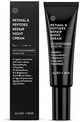 Allies of Skin Retinal & Peptides Repair Night Cream: Retinaldehyde, Hyaluronic Acid, Argan Oil. Overnight Mask. Antioxidant. Hydrates, Brightens & Rejuvenates Skin Without Irritation 1.7 oz