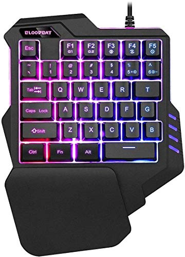 Clavier de jeu mécanique à une main - RGB - Rétroéclairé - RGB - Portable - Avec repose-poignet - Pour Xbox One/PS4/PC/Mac/ordinateur portable
