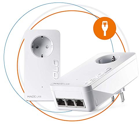 Devolo – Netzwerkadapter Magic 2 LAN Triple, Starter-Set, Ethernet, Powerline, 2400 MBit/s, weiß