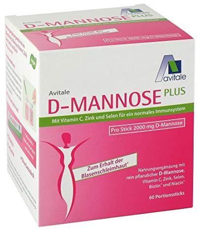 Avitale D-Mannose Plus 2000 mg Stick mit Niacin und Biotin zur Förderung der Blasenschleimhaut, 148.2 g 59706