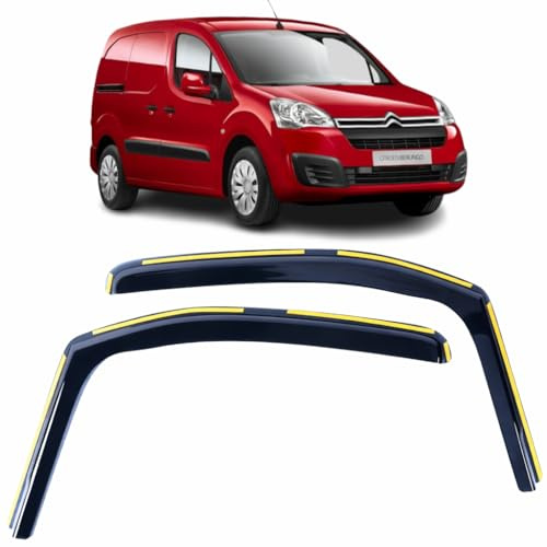 Uppsättning av 2 vinddeflektorer för Citroen Berlingo, PEUGEOT PARTNER II 2008 2009 2010 2011 2012 2013 2014 2015 2016 2017 in-Channel akryl sidofönstervisir – röktonad sol & regnguinea ards