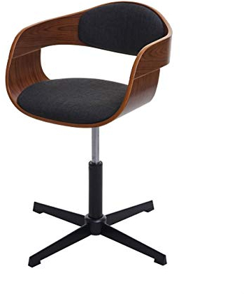 Mendler Esszimmerstuhl HWC-H46, Küchenstuhl, höhenverstellbar Drehmechanismus Bugholz FSC® - Walnuss-Optik, Stoff dunkelgrau