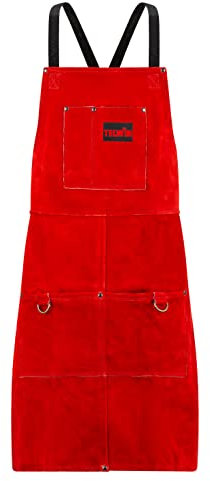 Telwin Durango Tablier Pour Soudage, Protection EPI Pour Le Soudeur En Cuir, Rouge