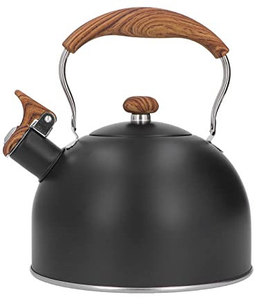 2.5L Sifflement Thé Bouilloire En Acier Inoxydable Bois Motif Poignée pour Thé Café Lait Eau