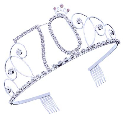 Artibetter Peignes à Cheveux Diadème Faveurs De Fête D'anniversaire Diadème De Mariée Strass D'anniversaire Pour Maman Couronnes De Fête D'anniversaire 70e La Mariée Argenterie Éclair