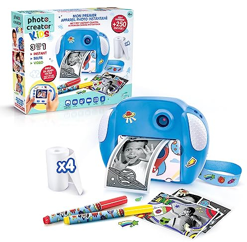 Canal Toys - Photo Creator Kids - Cámara de Impresión Instantánea, Tema Espacio, con 4 Rollos de Papel y 4 rotuladores - Foto, Selfie y vídeo - CLK 011