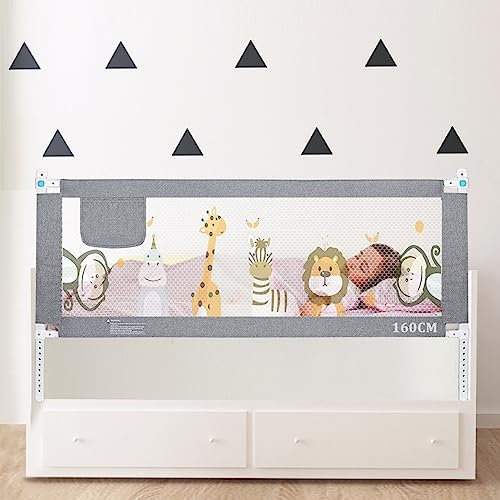 Sentasi Rausfallschutz Kinderbett 160CM, Rausfallschutz Bett Con Elevación Vertical, Baby Bettgitter Barandilla Regulable En Altura, Fallschutz Bett (Nur1 Seite)