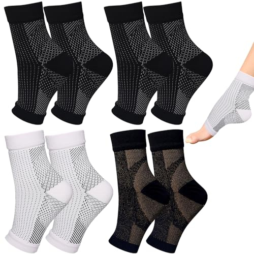 FANGCCC 4 Paare Orthopädische Kompressionssocken, Orthoback Kompressionsstrümpfe für Damen Und Herren, Neuropathische Nano-Socken (L/XL)