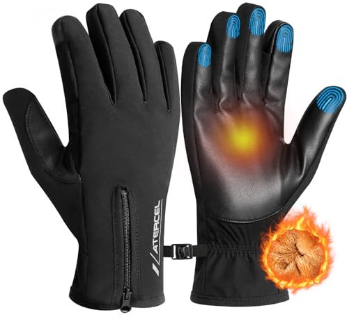 ATERCEL Winterhandschuhe Wasserdicht für Damen und Herren – Isolierte Fahrradhandschuhe für kalte Tage mit Touchscreen-Kompatibilität, Perfekt für Radfahren, Autofahren und Outdoor-Sport (M)